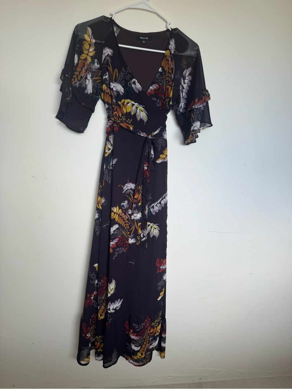 Vervain Ruffle-Sleeve Wrap Dress in Blooming Oasis